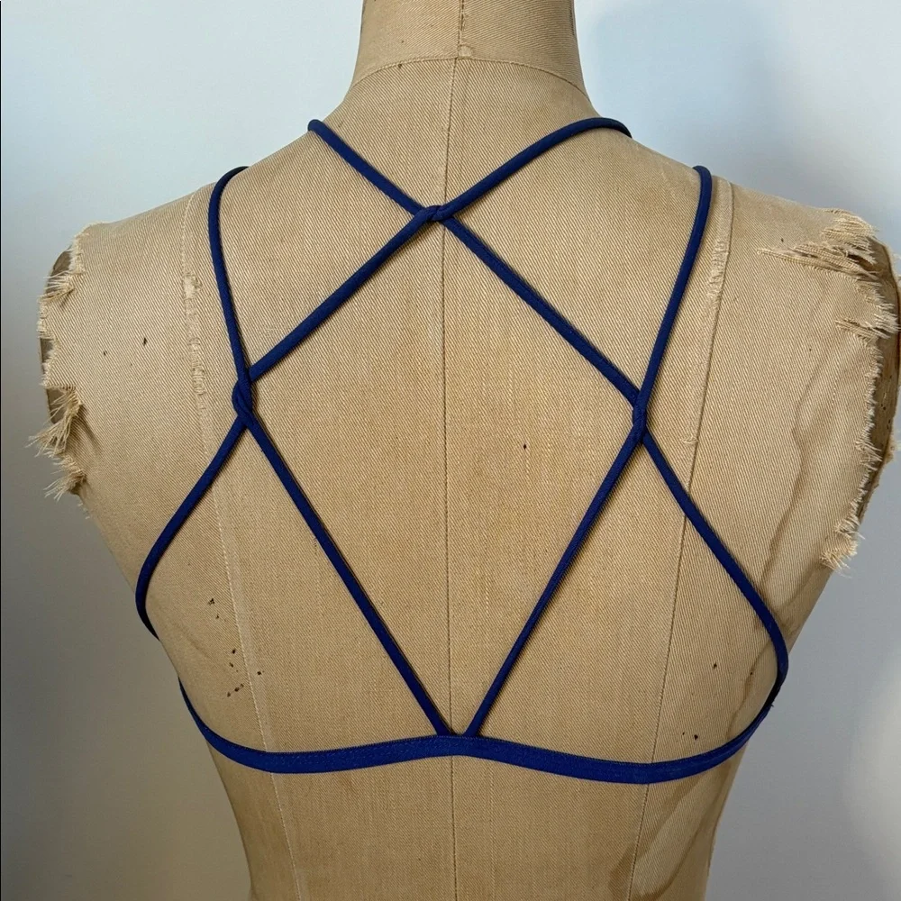 Intimately Free People Navy Ribbed Bandeau Strappy Bra Bralette XS/S - Picture 7 of 8